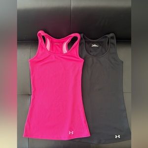 BUNDLE: 2 racerback tank tops, 1 hot pink and 1 black. Under Armour. Size XS.